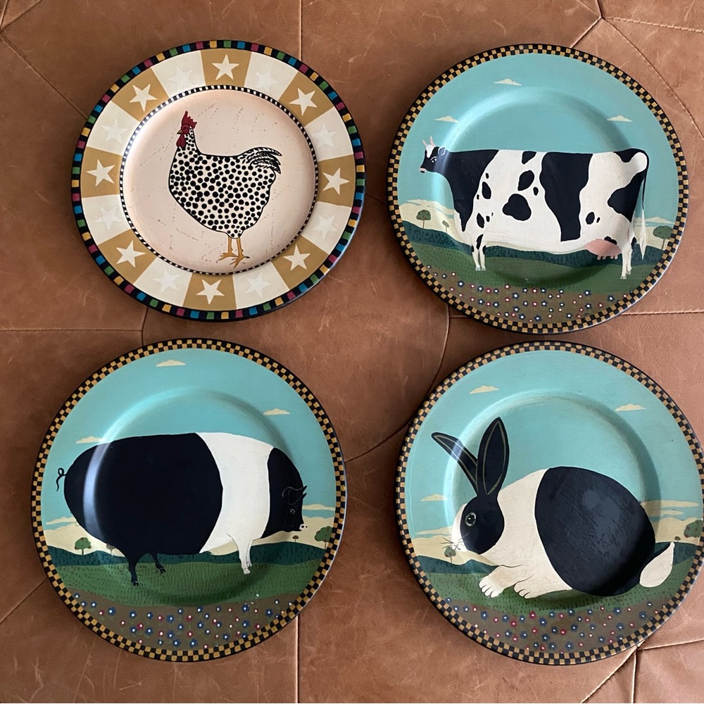 Warren Kimble Decorative Plate Set of 4 Animal Themed